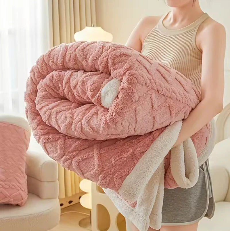 Pink Cottonblue Weighted Blanket for Adults Queen Size 6.61 Pound, Soft Fluffy Sherpa Fleece Jacquard Weighted Blankets Throw 27"X40" for Sleep Relax, Fuzzy Warm Arch Heavy Blanket for Bed Couch, Pink